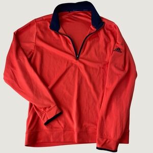 Adidas Mens Large Lightweight Quarter Zip Pullover Primegreen LS Bright Red Golf